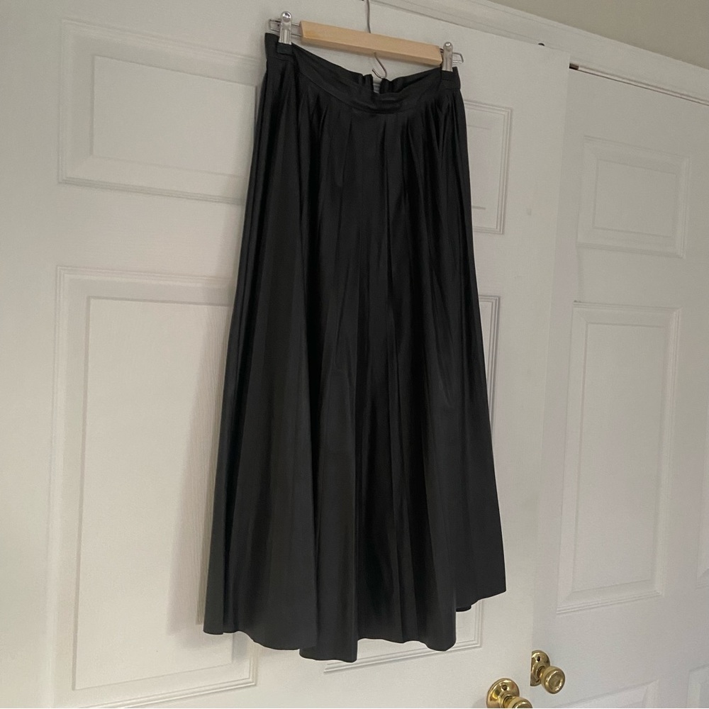Zara Faux Leather Midi Pleated Skirt